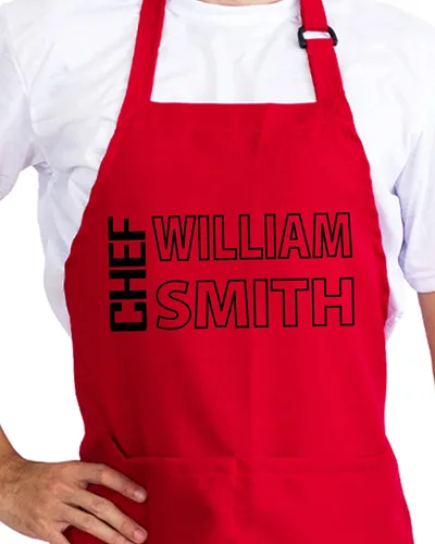 Miniatura 2 de Delantal de chef personalizado con nombre – Delantal personalizado para hombres, regalo de cocina de barbacoa para papá, marido o abuelo – Delantal