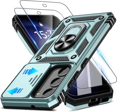 Miniatura 136 de ATUMP Funda para OnePlus Nord N200 5G con protector de pantalla HD con cubierta para cámara deslizante, soporte de anillo de rotación de 360°