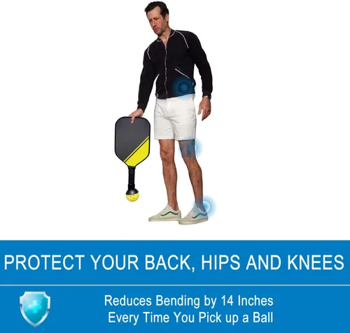 Miniatura 6 de QOGIR Recogedor de bolas de pickleball: fácil de recoger sin agacharte, se adapta a cualquier pala Negro-2Pack