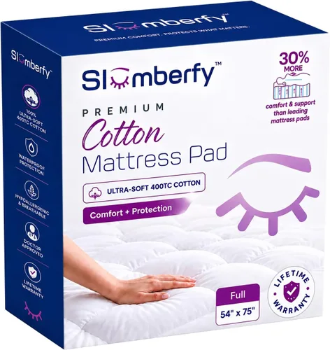 Miniatura 9 de Slumberfy - Protector de colchón impermeable de alta calidad tamaño individual – Protector de colchón acolchado de algodón de 400 hilos, tela