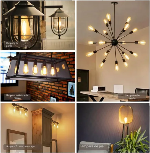 Miniatura 7 de BORT Paquete de 4 bombillas LED Edison ST58/ST19, color blanco cálido, 2700 K, equivalente a 6 W, bombillas LED de filamento de 60 W, regulables