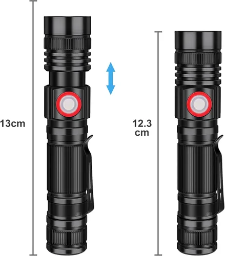 Miniatura 9 de DARKBEAM Linterna LED recargable USB de 2000 lúmenes altos, linternas de bolsillo pequeñas y brillantes, foco ajustable resistente al agua, luz