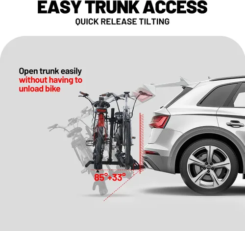 Miniatura 5 de Young Electric Soporte de enganche para bicicleta eléctrica de 200 libras, estilo plataforma para autos, camiones, SUV, furgonetas, caravanas, se