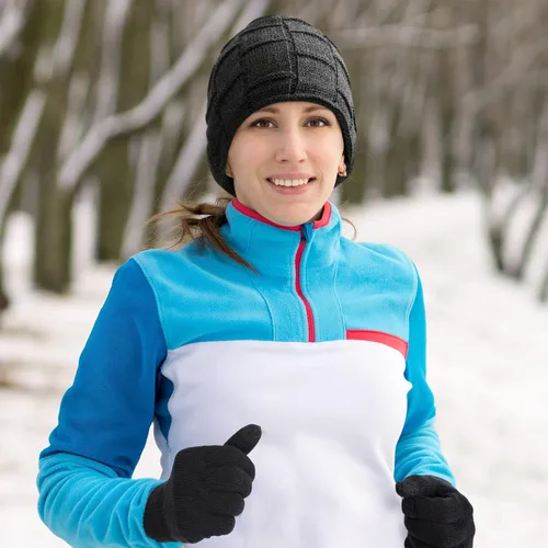 Miniatura 7 de Honoson El juego de gorros Bluetooth incluye 2 gorros inalámbricos con Bluetooth, guantes para pantalla táctil (negro, clásico)