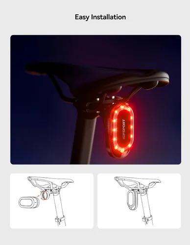 Miniatura 8 de iGPSPORT SR Mini Luz de Radar para Bicicleta, Distancia de Monitoreo 160M, Vida de Batería 20H, Luz Trasera de Freno Intermitente Impermeable
