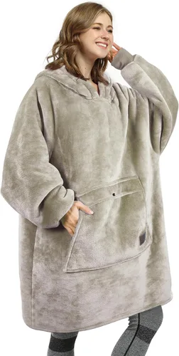 Miniatura 42 de Catalonia Sudadera extragrande tipo manta con capucha, sudadera de sherpa portátil para adultos, hombres y mujeres