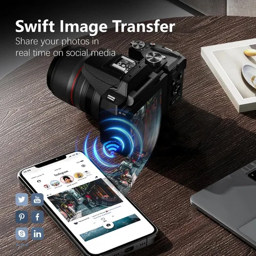 Miniatura 4 de Cámara digital de 8K y 64MP para fotografía, zoom de 48X (óptico 16X + 3X digital) con modo luna, pantalla abatible de 180°, WiFi, micro HDMI