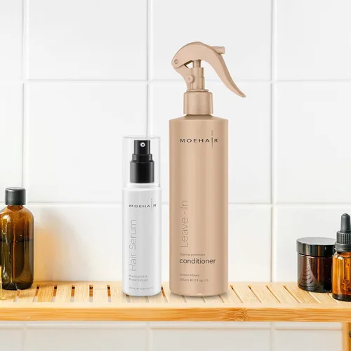 Miniatura 5 de MOEHAIR DUO Pack de suero para el cabello y acondicionador sin enjuague Desenreda y elimina el encrespamiento Suaviza y añade brillo Hidrata