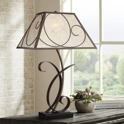 Franklin Iron Works Teri - Lámpara de mesa rústica de 3 vías con núcleo de casa de campo de 27 pulgadas de alto con atenuador y puerto de carga USB,