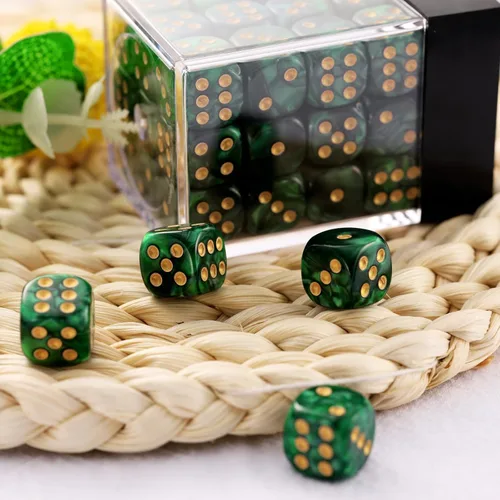 Miniatura 6 de 36 de paquete de dados de 12 mm de 6 caras MINI, juego de dados de patrón de perla, dados estándar de 6 caras para Yahtzee, Bunco o enseñanza