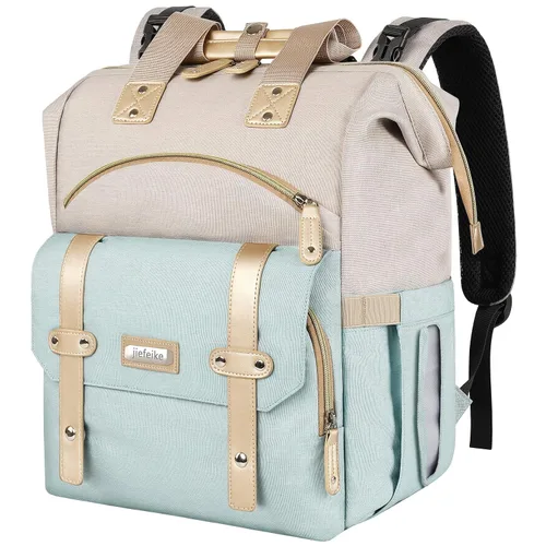 Miniatura 12 de Jiefeike Mochila para pañales para bebés, niños y niñas, bolsas de pañales portátiles para bebé, mochila para papá y mamá, bolsa de pañales
