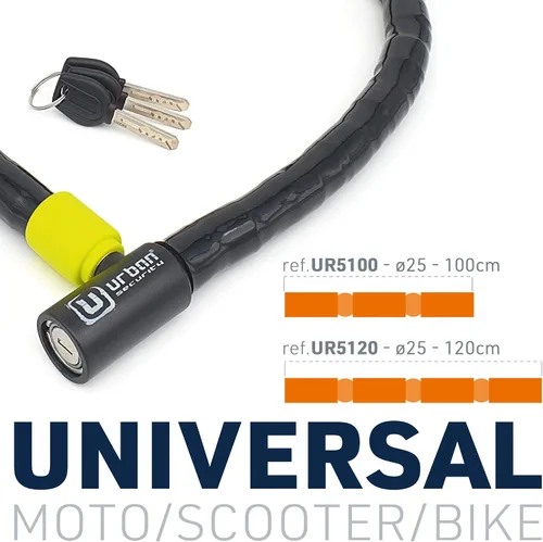 Miniatura 5 de Urban UR5100 Phyton Cable Lock, cable de acero reforzado con blindaje articulado muy flexible, bloqueo de alta seguridad, cable blindado antirrobo