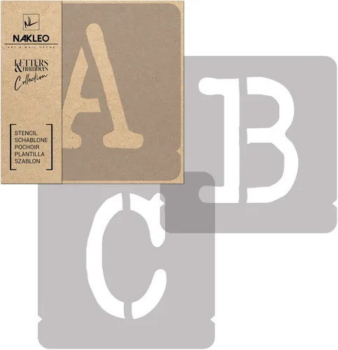 NAKLEO 42 plantillas de plástico de letras y números para manualidades, reutilizables de 2 pulgadas, letras para pintar, alfabeto, plantilla, arte,