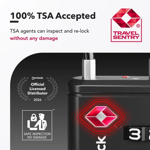 Miniatura 3 de Cerradura de equipaje aprobada por la TSA Indicador de inspección, combinación de 4 dígitos, aleación de zinc duradera para maletas, mochilas