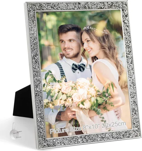 Miniatura 14 de HIKWADERY Portarretratos de 4 x 6 pulgadas con purpurina, marcos de fotos negros de 4 x 6 pulgadas con cristal real HD, para pared o mesa, regalo