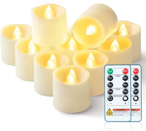 Miniatura 14 de Homemory Paquete de 24 Velas Sin Llama de Más de 400 Horas con Control Remoto, Velas Votivas LED con Temporizador de 2/4/6/8H, Luces de Té que