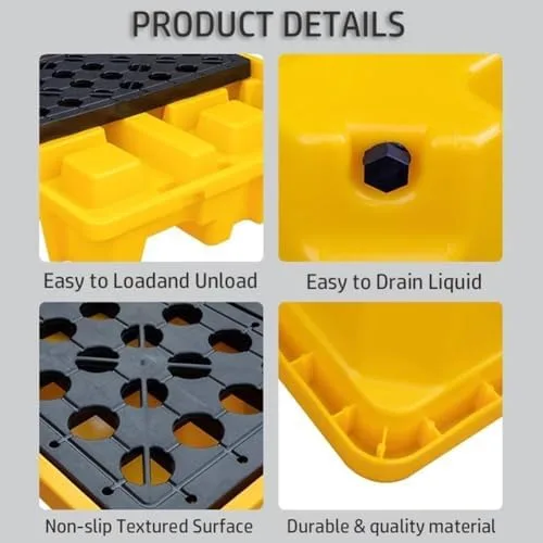 Miniatura 5 de Industrial Spill Containment Tray, Modular Design for Leak Prevention, Oil Tank and Chemical Spill Management Solution,Amarillo-49x35x9cm