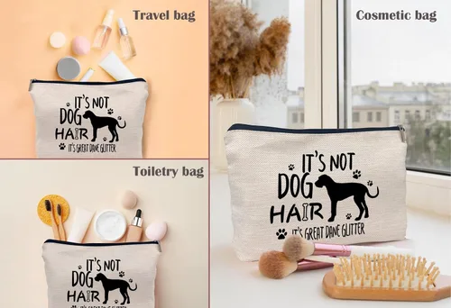 Miniatura 5 de Bolsa de maquillaje con texto en inglés "It's Not Dog Hair", divertida bolsa de maquillaje para amantes de los perros, mujeres y niñas, regalos