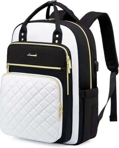 Miniatura 24 de LOVEVOOK - Mochila para portátil para mujer, resistente al agua, mochila de trabajo y viaje, con monedero, elegante, mochila de negocios, mochila