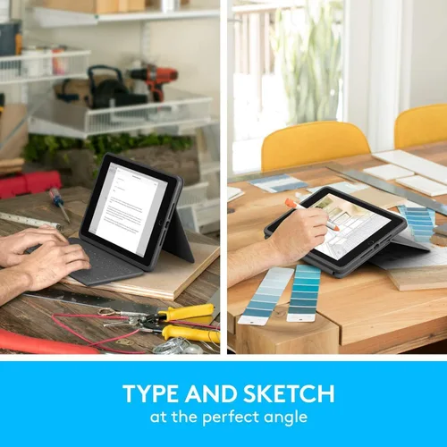 Miniatura 3 de Logitech Rugged Folio - Funda protectora para iPad (7ª, 8ª y 9ª generación) con conector inteligente, soporte, teclado duradero a prueba