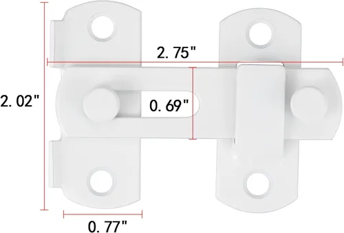 Miniatura 2 de INIRET 4 Paquetes de Pestillos para Puerta de Granero, 2.75" x 2.02" Acero Inoxidable Blanco Pestillo de Puerta Abatible de Granero, Cerradura