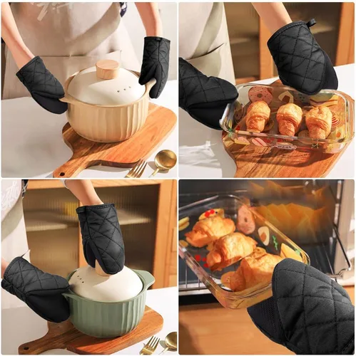 Miniatura 6 de AUAUY Mini manoplas para horno, 2 manoplas de horno pequeñas de 428.0 °F/428°F resistentes al calor con superficie antideslizante y guantes de lazo