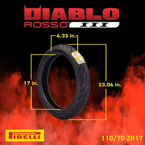 Miniatura 2 de Pirelli Diablo Rosso III 110/70ZR17 54W - Neumático delantero de motocicleta de alto rendimiento, duradero y confiable para bicicletas deportivas
