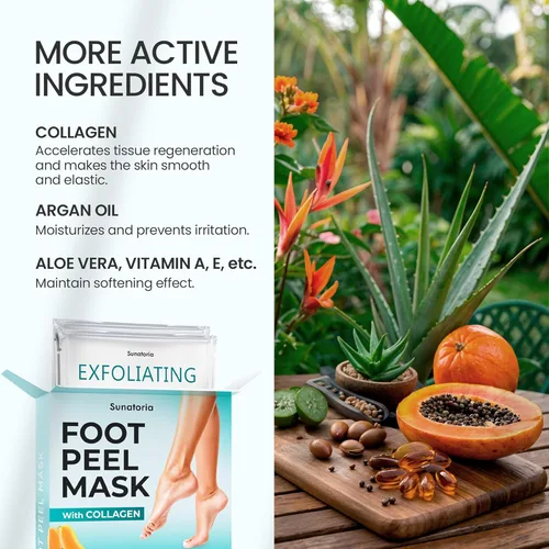 Miniatura 3 de SUNATORIA Máscara exfoliante para pies (paquete de 2) – Mascarilla exfoliante para pies secos agrietados y callos – Mascarilla de piel suave al Aloe