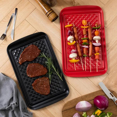 Miniatura 3 de LEHAHA Bandejas para preparar y servir a la parrilla, bandeja para servir barbacoa, bandejas de melamina para alimentos, juego de 2, gran regalo