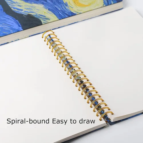 Miniatura 4 de Starry Night Aesthetic Art Mix - Cuaderno de bocetos de papel grueso sin ácidos, 98 libras/5.64 oz/m², 1 paquete de cuaderno A4 con espiral en Noche