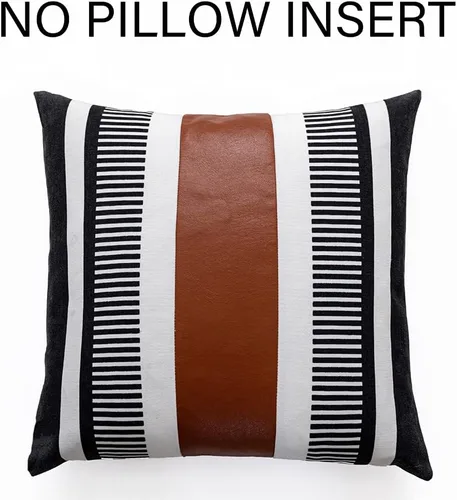 Miniatura 6 de Fundas de Almohada Decorativas Estilo Granja - Fundas de Almohada Decorativas de Cuero para Sofá de Sala de Estar Funda de Cojín Acentuado con Rayas