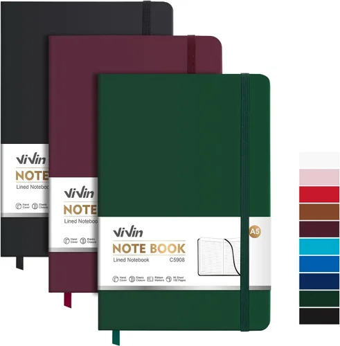 Miniatura 16 de ViVin Cuadernos rayados para trabajo, 192 páginas, tamaño mediano de 5.5 x 8.3 pulgadas, con rayas universitarias, cuadernos A5 de tapa dura