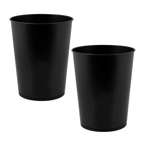 Bath Bliss Cubo de basura pequeño de 5 litros | Paquete de 2 | Parte superior abierta redonda | Bote de basura | Baño | Dormitorio | Cocina | Negro