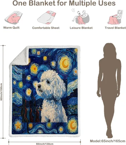 Miniatura 151 de Autumn Teddy Dog Patchwork Sherpa Blanket Fall Cozy Throw Blanket Cute Puppy Quilt Style Warm Soft Blanket for Couch Sofa Bedroom Decor 50x60 Inches
