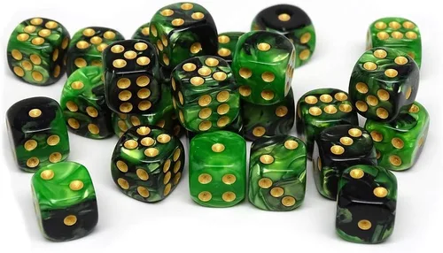 Miniatura 29 de Paquete de 25 dados D6 de 0.472 pulgadas, colección a juego de 6 dados con pipas (granito amarillo y negro)