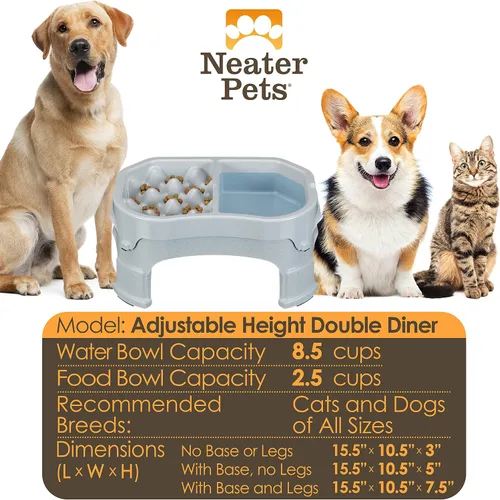 Miniatura 2 de Neater Pet Brands Comedero elevado para alimentación lenta más ordenada Cuenco elevado para alimentos para perro con altura ajustable