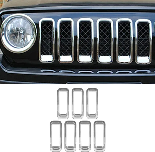 Miniatura 8 de 7 piezas de insertos de parrilla delantera con cubierta de rejilla para Jeep Patriot 2011-2016 (negro)