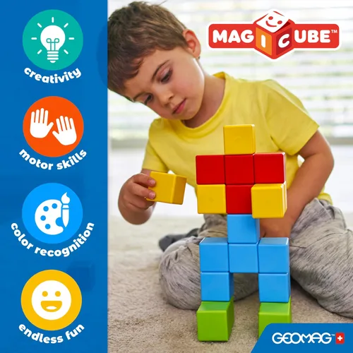 Miniatura 6 de Geomag Magicube Bloques magnéticos para niños de 1 a 5 años Juegos de juguetes de construcción STEM hechos en Suiza Múltiples (MAGICUBE_9PCS)