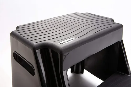 Miniatura 4 de Rubbermaid Taburete de plástico moldeado de 2 escalones, ligero con peldaños antideslizantes y pies antideslizantes, color negro