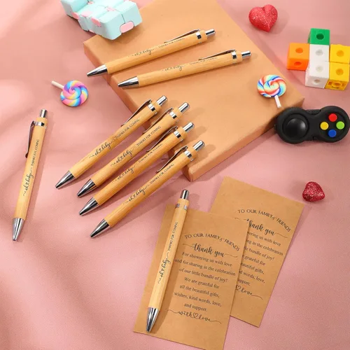 Miniatura 5 de Seajan 50 juegos de regalos de baby shower para invitados, regalos de baby shower, incluye 50 bolígrafos retráctiles, bolígrafos de bambú a granel