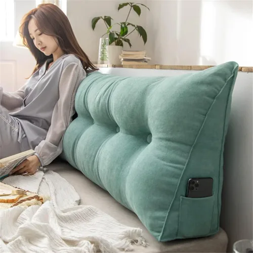 Miniatura 9 de Almohada para cabecero, almohada triangular de cuña para sofá cama, soporte para respaldo de cama, almohada de lectura, posicionamiento lumbar Beige