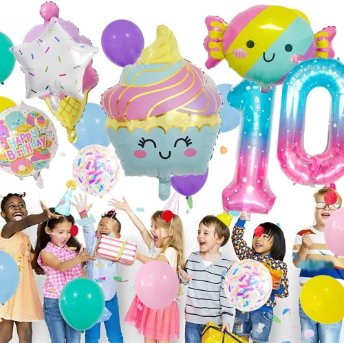 Miniatura 6 de 10 globos de caramelo, globos de gran número, helados, dulces, Sundae, globos de aluminio para niñas, suministros de decoración de fiesta