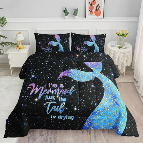 Miniatura 22 de Datura home - Juego de edredón de mariposa azul y negro para niñas y mujeres, juego de ropa de cama bohemio con estampado de mandala de mariposa