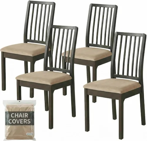 Miniatura 8 de Deisy Dee Fundas de asiento de terciopelo para sillas de comedor, juego de fundas para sillas de comedor (4, azul bebé)