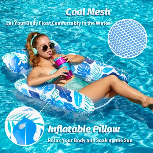 Miniatura 2 de 2 paquetes de flotadores inflables para piscina para adultos, sillas flotantes 4 en 1, accesorios inflables para piscina, fideos, juguetes
