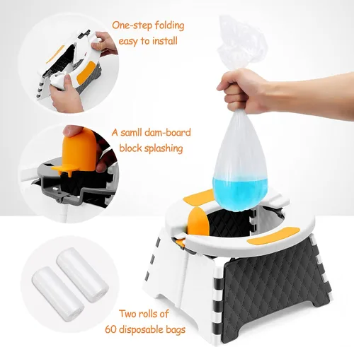 Miniatura 5 de Asiento de entrenamiento portátil para niños pequeños, inodoro plegable para niños, inodoro plegable para niños, orinal de viaje para automóvil