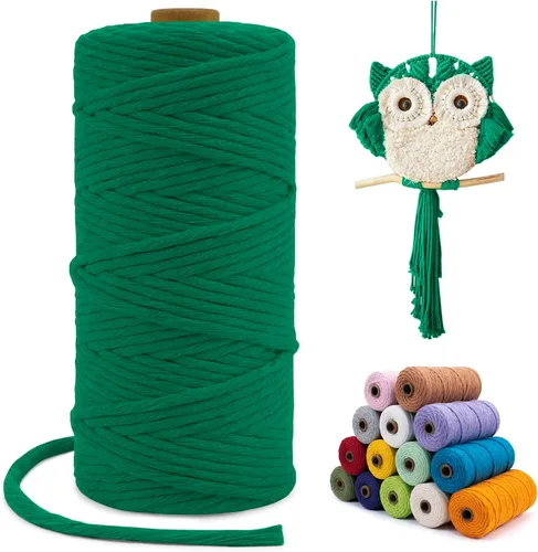 Miniatura 42 de Cuerda de macramé de una sola hebra de 0.197 in x 110 yardas, cuerda de macramé de algodón natural de 0.197 in, cuerda de algodón grueso para colgar