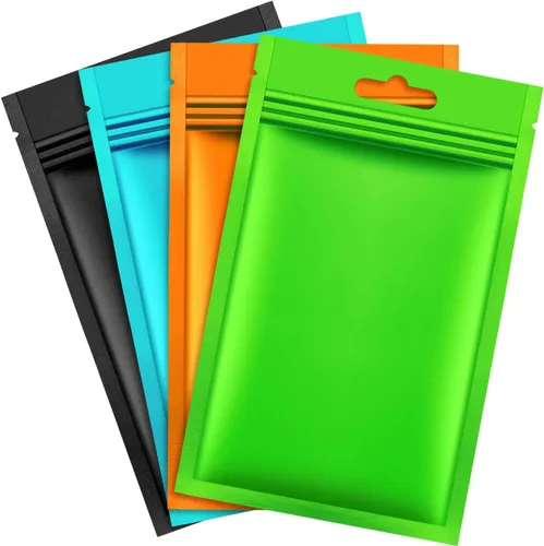 Miniatura 10 de 200 piezas de bolsas Mylar Zip Lock. Bolsas de papel de aluminio, plano metálico Mylar Foil plano, bolsas ZipLock de almacenamiento de alimentos.