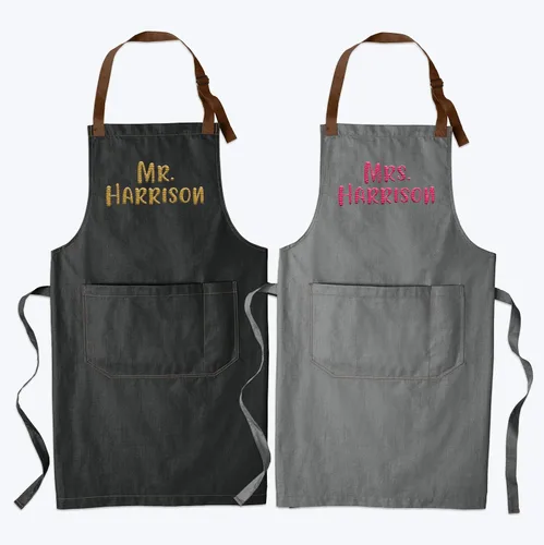 Miniatura 7 de TEEAMORE Custom Embroidered Aprons for Women Men Add Your Text Chef Kitchen Grill Apron Dark Midnight