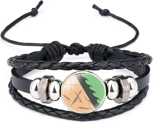 MHTYYDS Demon Slayer - Pulsera de cuero con piedras preciosas para Shinazugawa Sanemi, diseño de kimetsu no Yaiba para niño y niña, decoración